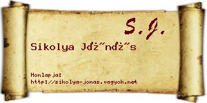 Sikolya Jónás névjegykártya